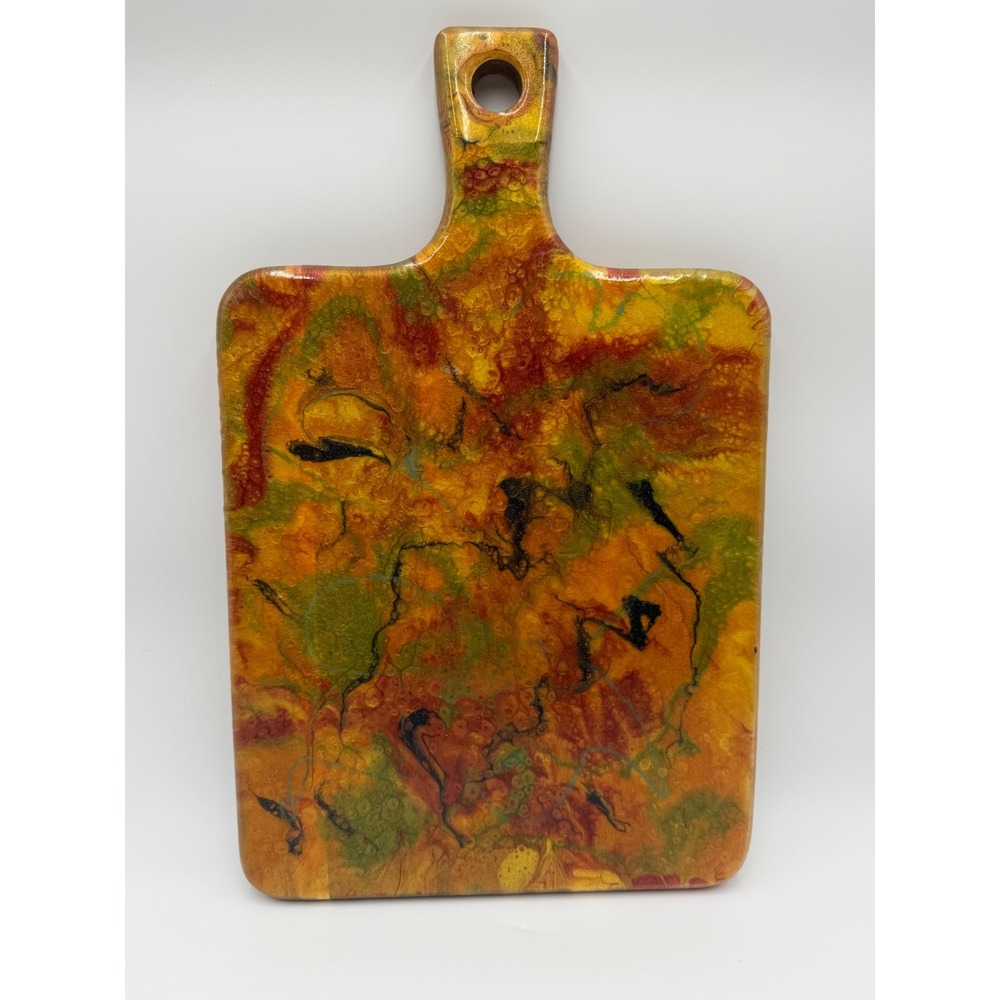 Handmade Epoxy Resin Art Wood on one side chopping Charcuterie Board Serving